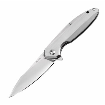 Нож складной Ruike P128-SF, сталь Sandvik 14C28N, рукоять сталь, серый