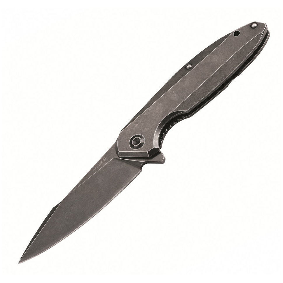 Нож складной Ruike P128-SF, сталь Sandvik 14C28N, рукоять сталь, черный