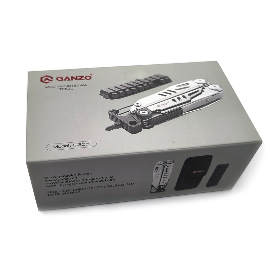 Мультитул Ganzo G305, сталь 440С, 26 предметов, серебристый/черный